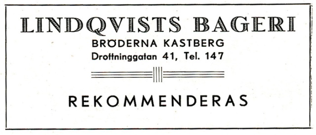 Lindqvists Bageri, Bröderna Kastberg, Varberg - 1945